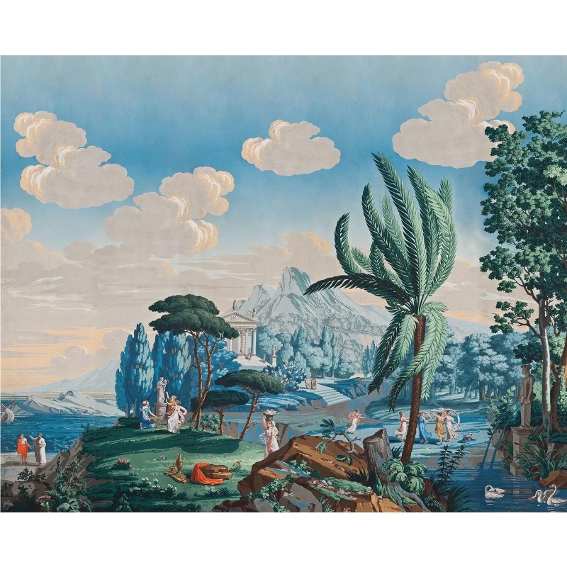 Panoramic Wallpaper The landscape of Telemachus on the isle of Calypso LE GRAND SIECLE